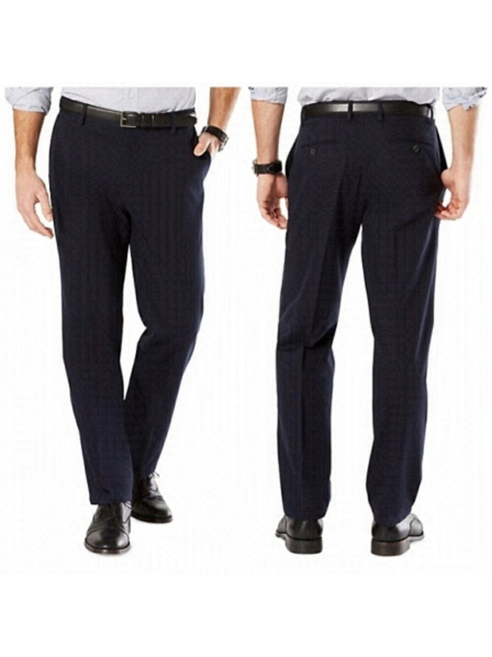 NEW Dockers Big & Tall (Plus) Signature Khaki Pants in Navy Blue US 48W x 32 L